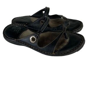 Born Sandals Flip Flops Slides Womens 7 Black Leather Strappy